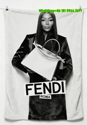 Fendi Black & White Flannel Sofa Throw Blanket Wall Decor IMG_9533
